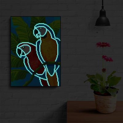 Red and Orange Parrots Luminous Crystal Rhinestone Diamond Painting