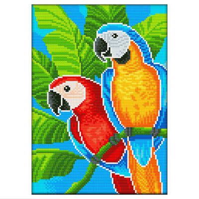 Red and Orange Parrots Luminous Crystal Rhinestone Diamond Painting