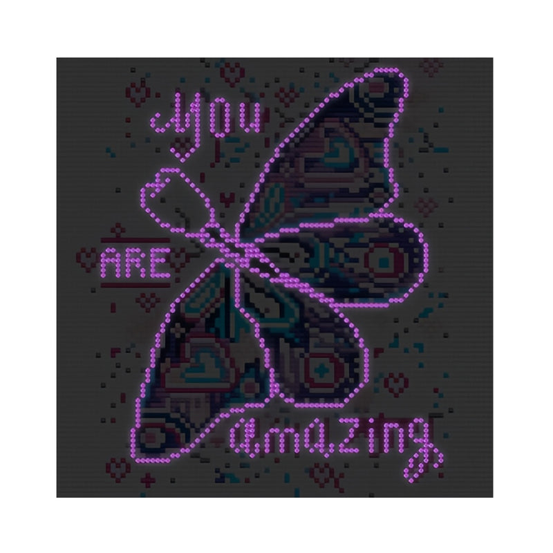 Purple Butterfly and Text Luminous Crystal Rhinestone Diamond Painting