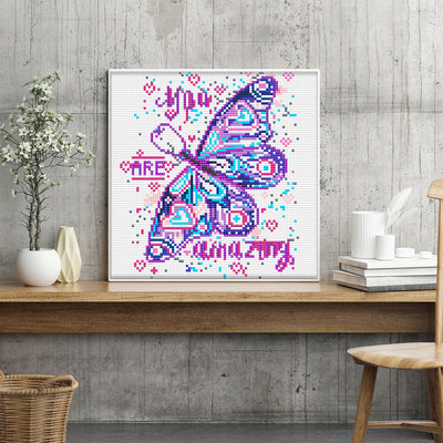 Purple Butterfly and Text Luminous Crystal Rhinestone Diamond Painting