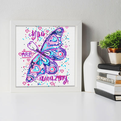 Purple Butterfly and Text Luminous Crystal Rhinestone Diamond Painting