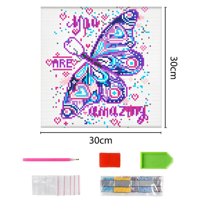 Purple Butterfly and Text Luminous Crystal Rhinestone Diamond Painting