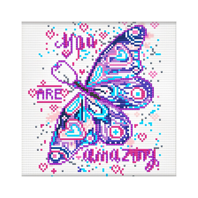 Purple Butterfly and Text Luminous Crystal Rhinestone Diamond Painting