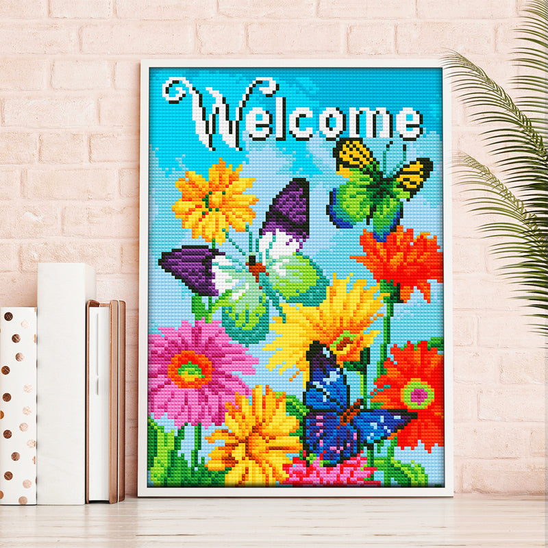 Butterfly and Flowers Luminous Crystal Rhinestone Diamond Painting