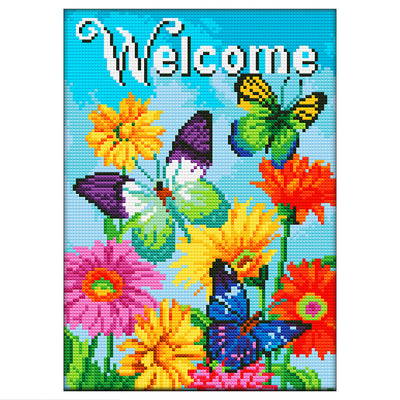 Butterfly and Flowers Luminous Crystal Rhinestone Diamond Painting