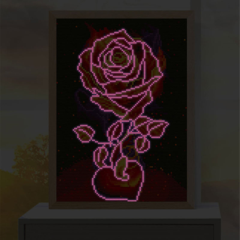 Rose and Heart Luminous Crystal Rhinestone Diamond Painting