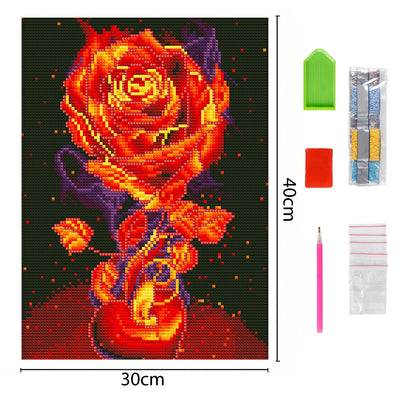 Rose and Heart Luminous Crystal Rhinestone Diamond Painting