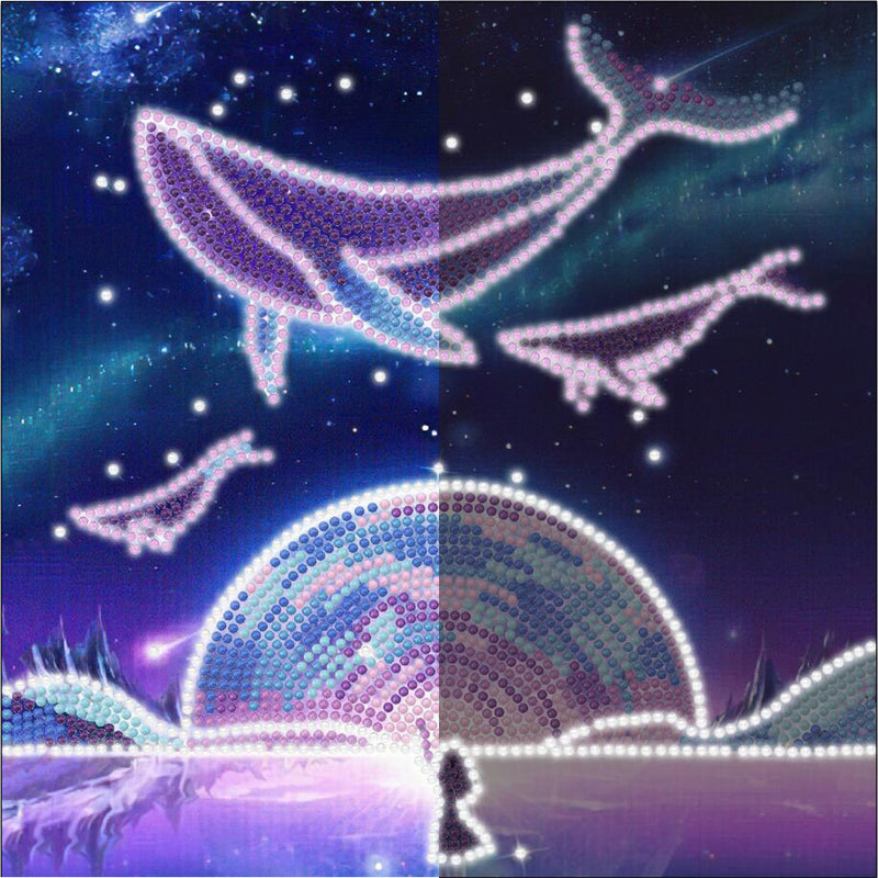 Purple Fantasy Dolphin Luminous Crystal Rhinestone Diamond Painting