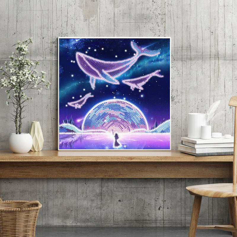 Purple Fantasy Dolphin Luminous Crystal Rhinestone Diamond Painting