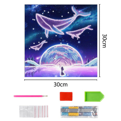 Purple Fantasy Dolphin Luminous Crystal Rhinestone Diamond Painting