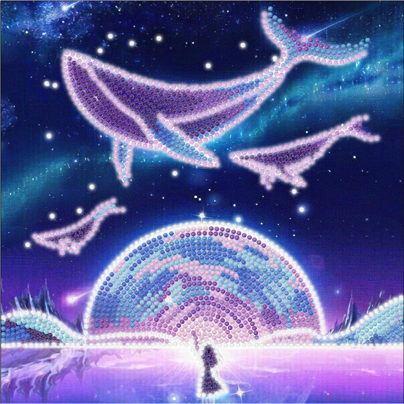 Purple Fantasy Dolphin Luminous Crystal Rhinestone Diamond Painting