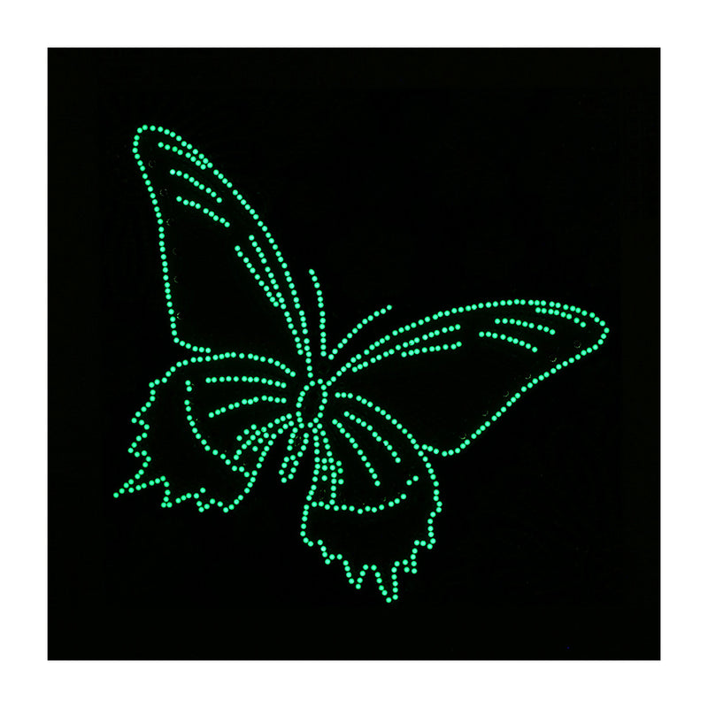 Blue Butterfly and Flowers Luminous Special Shaped Diamond Painting