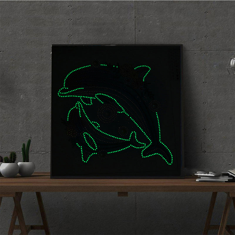 Dolphin Mom and Baby Luminous Special Shaped Diamond Painting