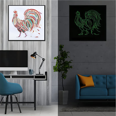 Colorful Cock Luminous Special Shaped Diamond Painting