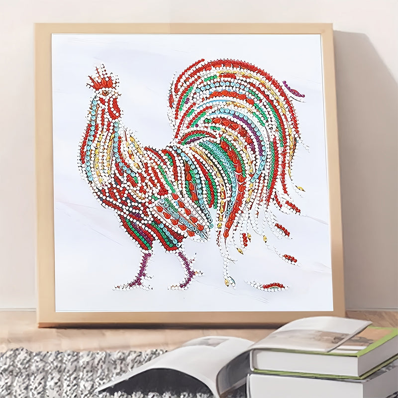 Colorful Cock Luminous Special Shaped Diamond Painting