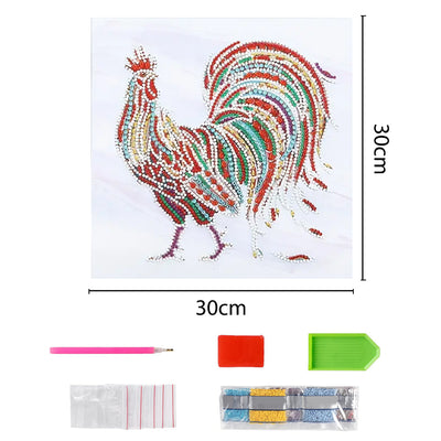 Colorful Cock Luminous Special Shaped Diamond Painting