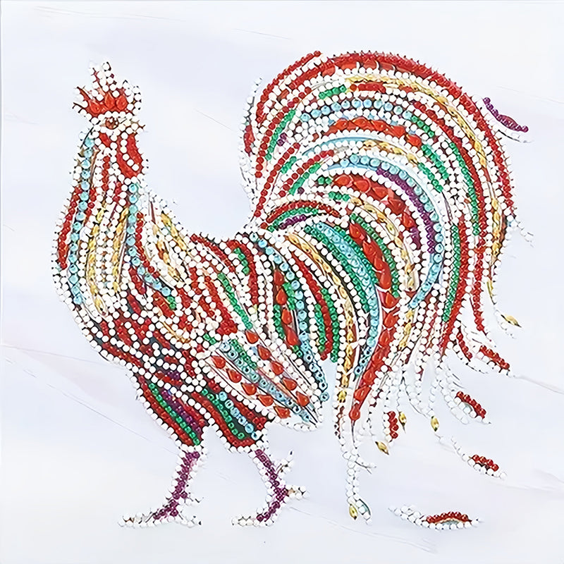 Colorful Cock Luminous Special Shaped Diamond Painting