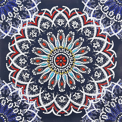 Red and Blue Lotus Mandala Luminous Special Shaped Diamond Painting