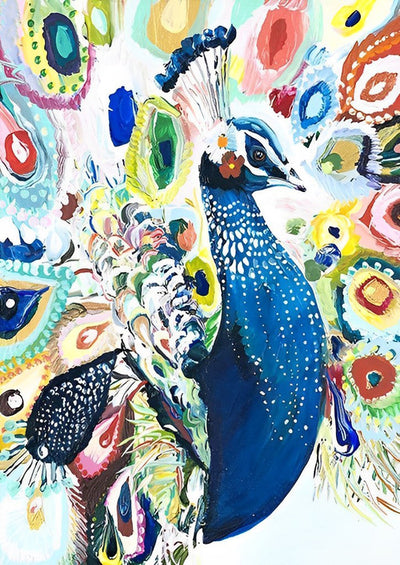 Blue Peacock with Colorful Tail Diamond Painting