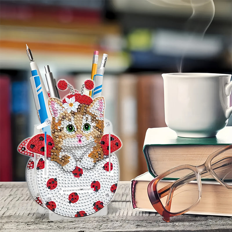 Cute Cup Cat Diamond Painting Pen Holder