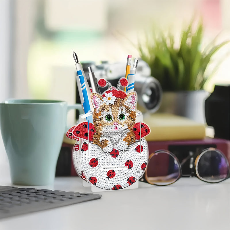 Cute Cup Cat Diamond Painting Pen Holder