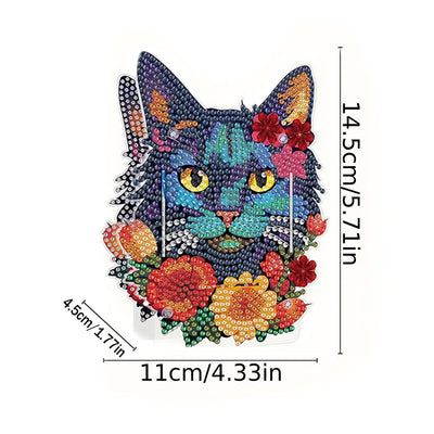 Black Cat and Red Flowers Diamond Painting Pen Holder