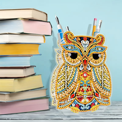 Golden Owl Diamond Painting Pen Holder