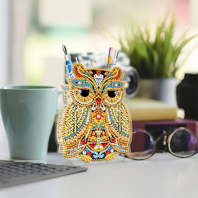 Golden Owl Diamond Painting Pen Holder