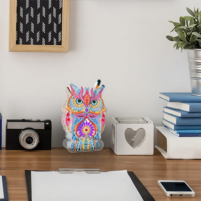 Pink Owl Diamond Painting Pen Holder