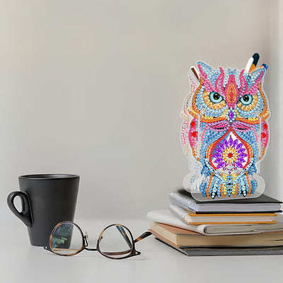 Pink Owl Diamond Painting Pen Holder