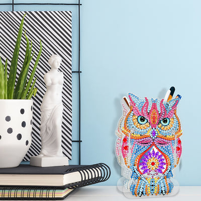 Pink Owl Diamond Painting Pen Holder