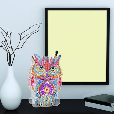 Pink Owl Diamond Painting Pen Holder