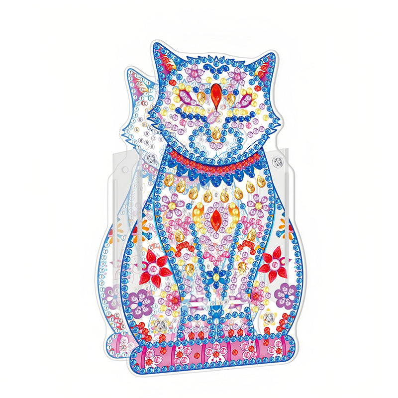 Cat with Eyes Closed Diamond Painting Pen Holder