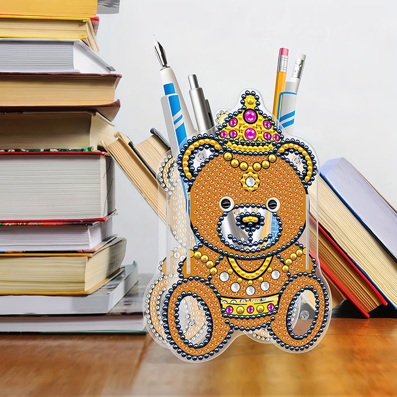 Brown Bear Diamond Painting Pen Holder