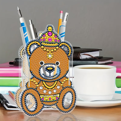 Brown Bear Diamond Painting Pen Holder