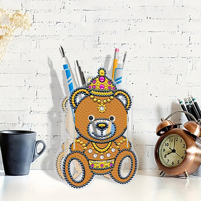 Brown Bear Diamond Painting Pen Holder