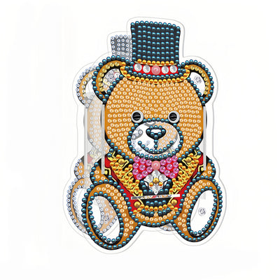 Brown Bear with Hat Diamond Painting Pen Holder