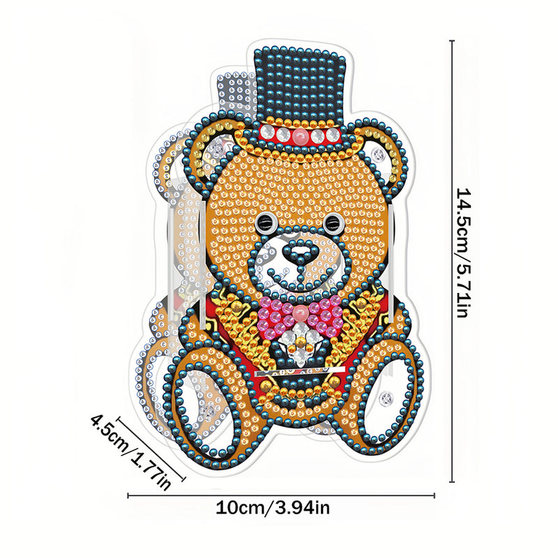 Brown Bear with Hat Diamond Painting Pen Holder