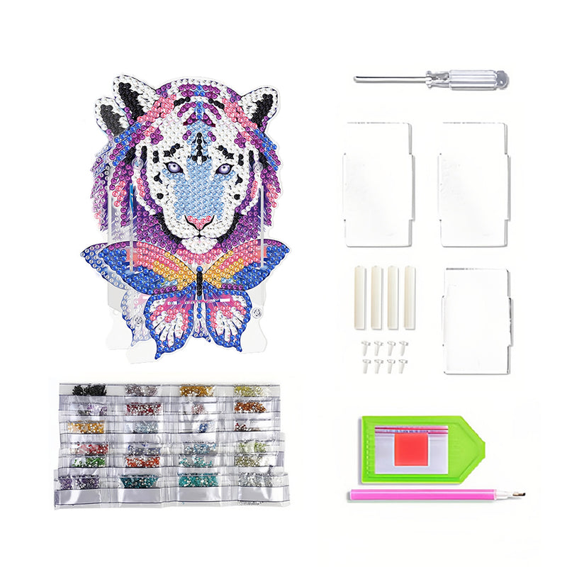 Tiger and Butterfly Diamond Painting Pen Holder