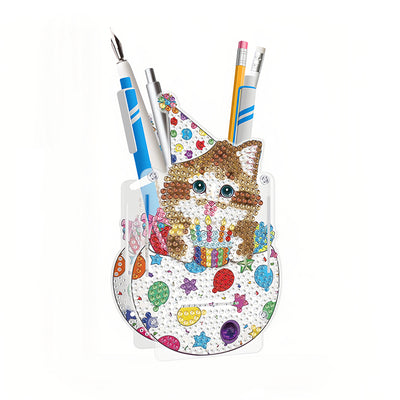 Birthday Cat Diamond Painting Pen Holder