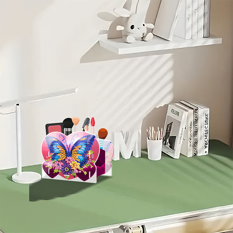 Butterfly in Heart Diamond Painting Pen Holder