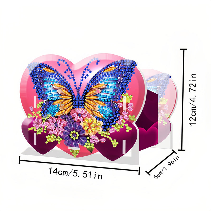 Butterfly in Heart Diamond Painting Pen Holder