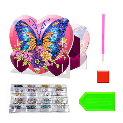 Butterfly in Heart Diamond Painting Pen Holder