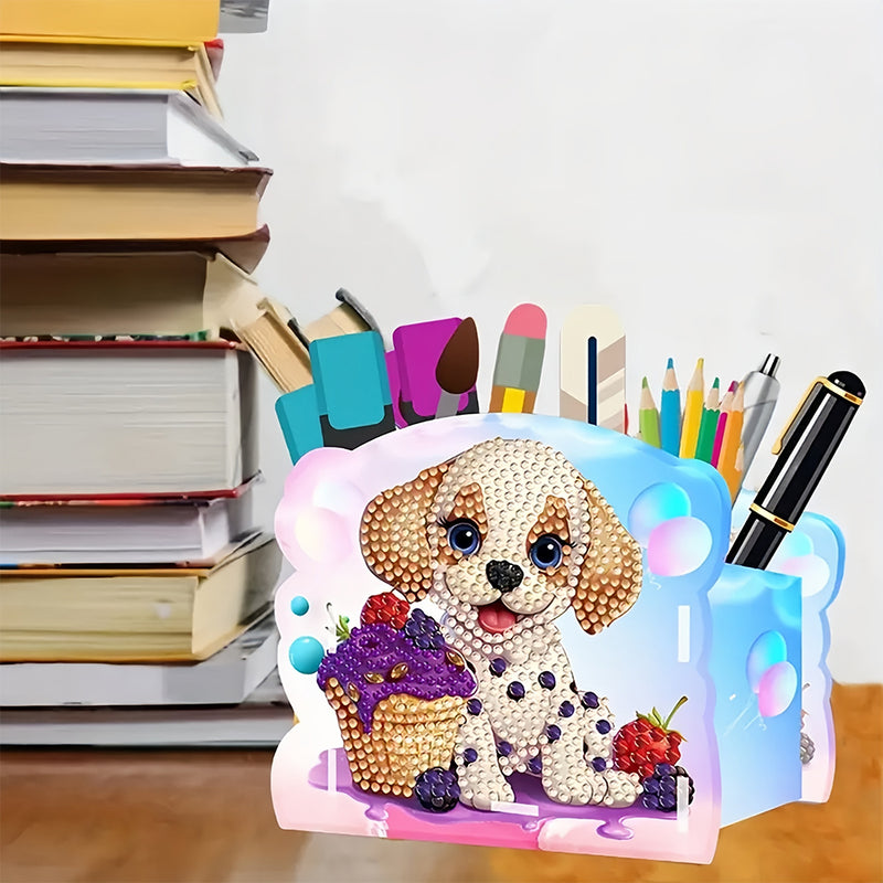 Cute Dog and Ice Cream Diamond Painting Pen Holder