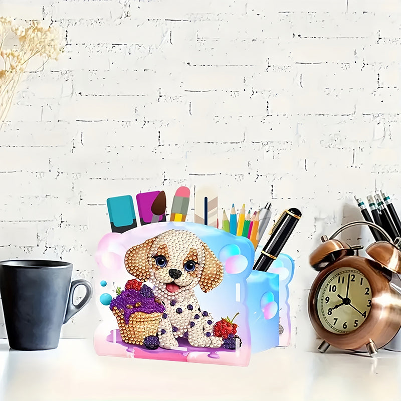 Cute Dog and Ice Cream Diamond Painting Pen Holder