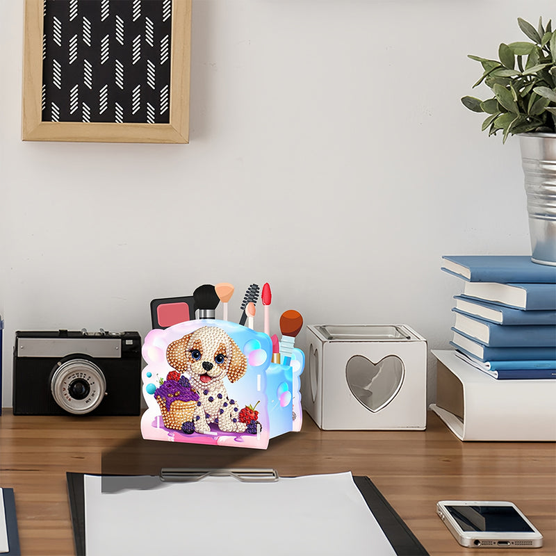 Cute Dog and Ice Cream Diamond Painting Pen Holder