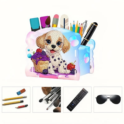 Cute Dog and Ice Cream Diamond Painting Pen Holder