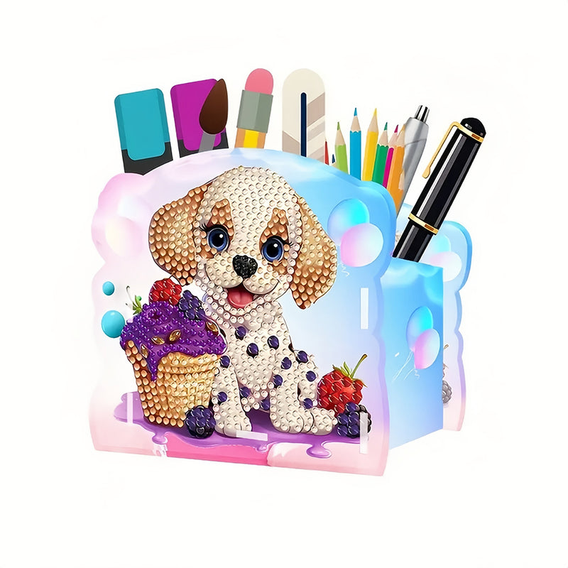 Cute Dog and Ice Cream Diamond Painting Pen Holder