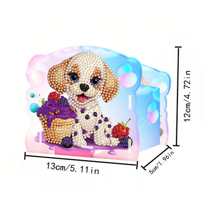 Cute Dog and Ice Cream Diamond Painting Pen Holder