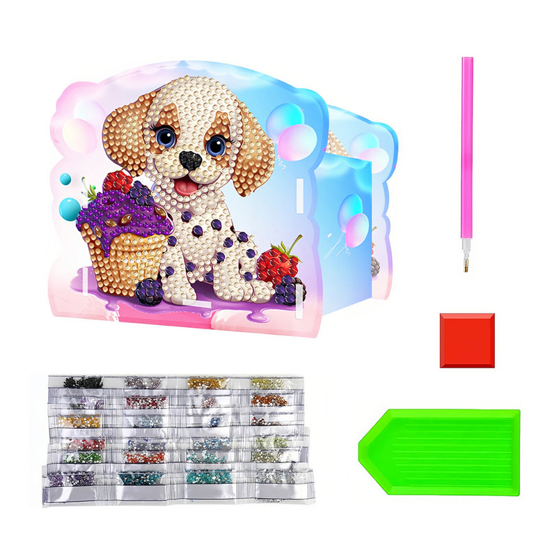 Cute Dog and Ice Cream Diamond Painting Pen Holder